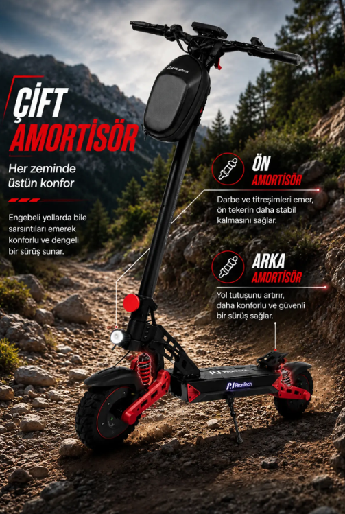 PIRANTECH D2PRO MAX KIRMIZI (İ.M.) ELEKKTRIKLI SCOOTER