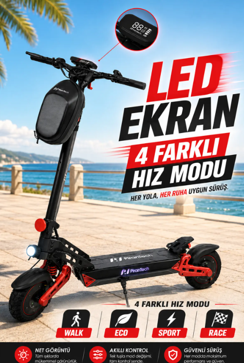 PIRANTECH D2PRO MAX KIRMIZI (İ.M.) ELEKKTRIKLI SCOOTER