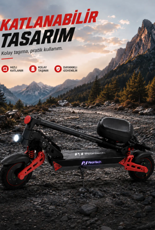 PIRANTECH D2PRO MAX KIRMIZI (İ.M.) ELEKKTRIKLI SCOOTER