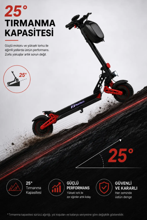 PIRANTECH D2PRO MAX KIRMIZI (İ.M.) ELEKKTRIKLI SCOOTER