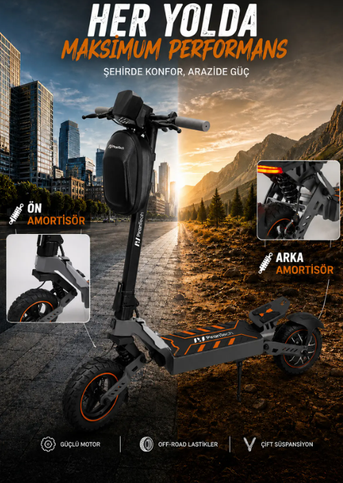 PIRANTECH F1 (İ.M.)TURUNCU ELEKKTRIKLI SCOOTER 1000W