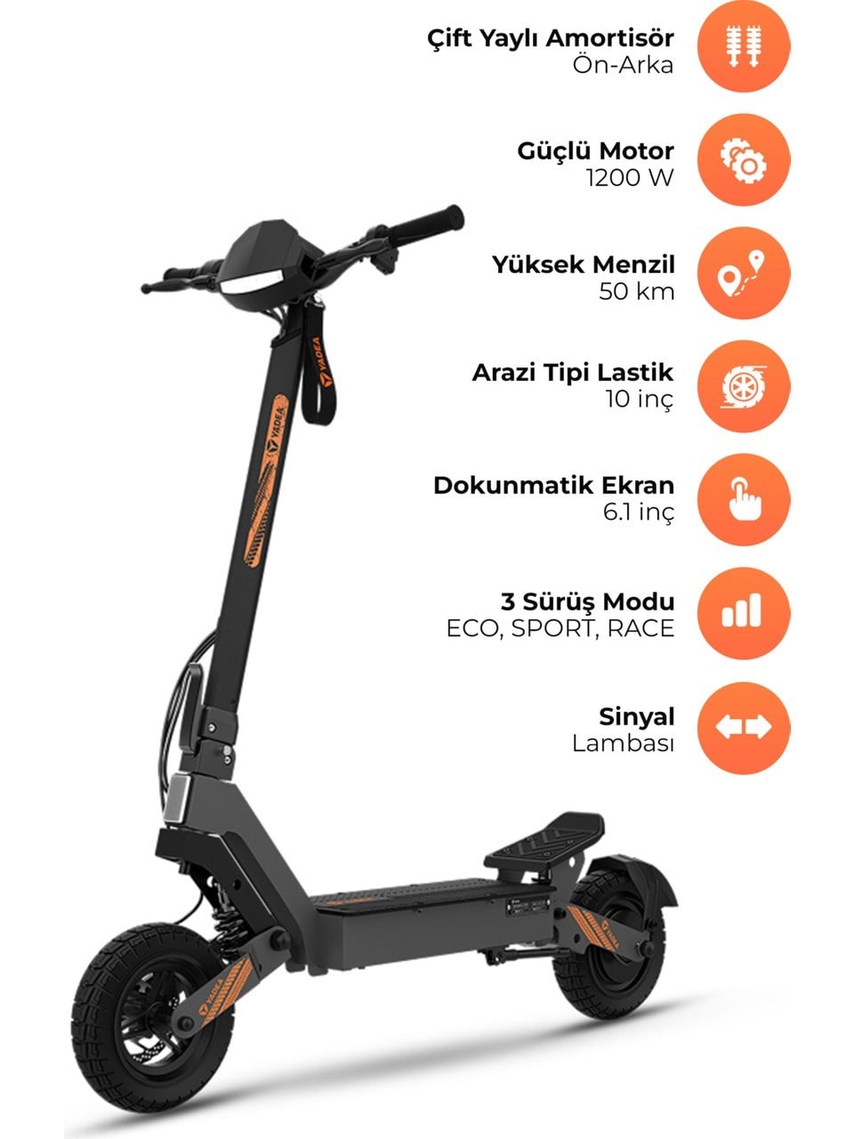 PIRANTECH YADEA G10 SIYAH ELEKTRIKLI SCOOTER 800W-1200W GUC