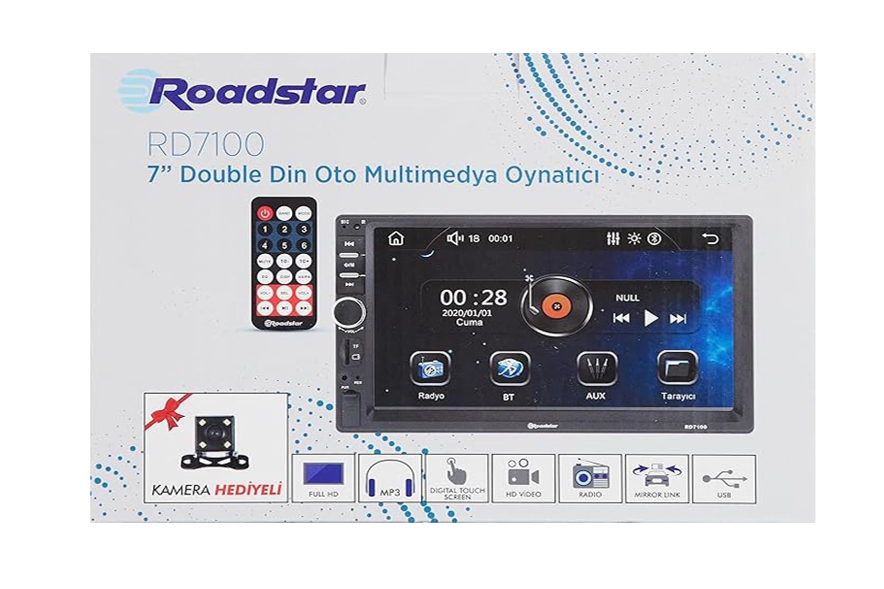 ROADSTAR RD7100 7' BLUETOOTH LU DOUBLE DIN TEYP
