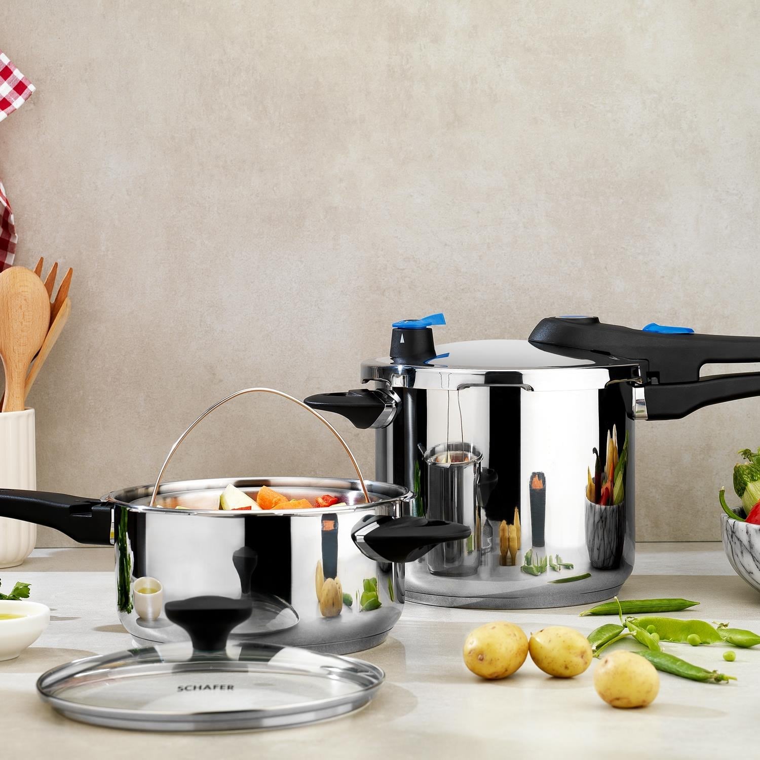 SCHAFER INX01 966 GUSTO CHEF 2 LI DUDUKLU TENCERE SETI 4+7 LT 4 PARCA
