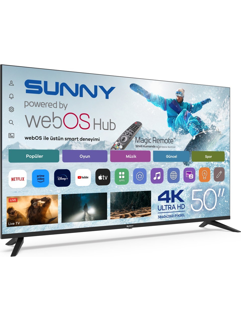 SUNNY SN50UPRL-W02M 50'' WEBOS 4K UYDULU SMART ULTRA HD LED TELEVIZYON