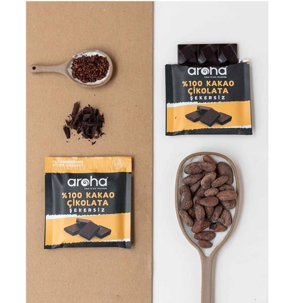 Aroha Şekersiz %100 Kakao Bitter Çikolata 42gr