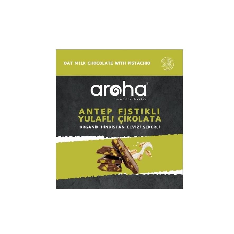 Aroha Şekersiz Antep Fıstıklı Yulaf Sütlü Çikolata 42gr