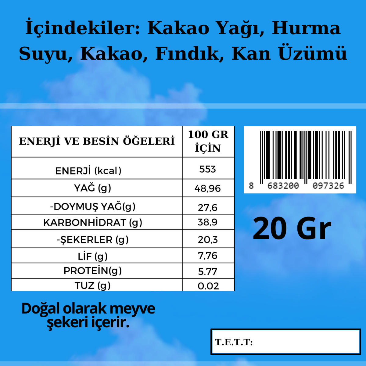 Dolcida Fındık - Kan Üzümü Şekersiz Çikolata 20gr