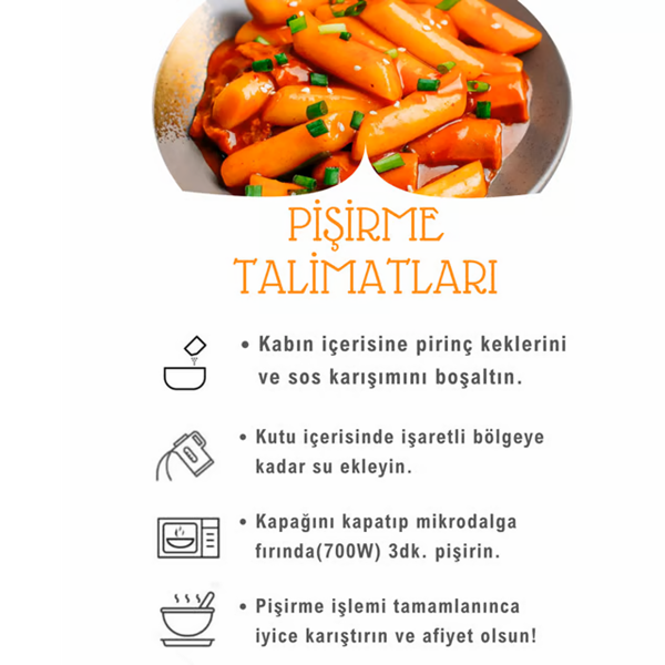 Hipokki Acı ve Tatlı Soslu Kore Tteokbokki Pirinç Keki 120gr