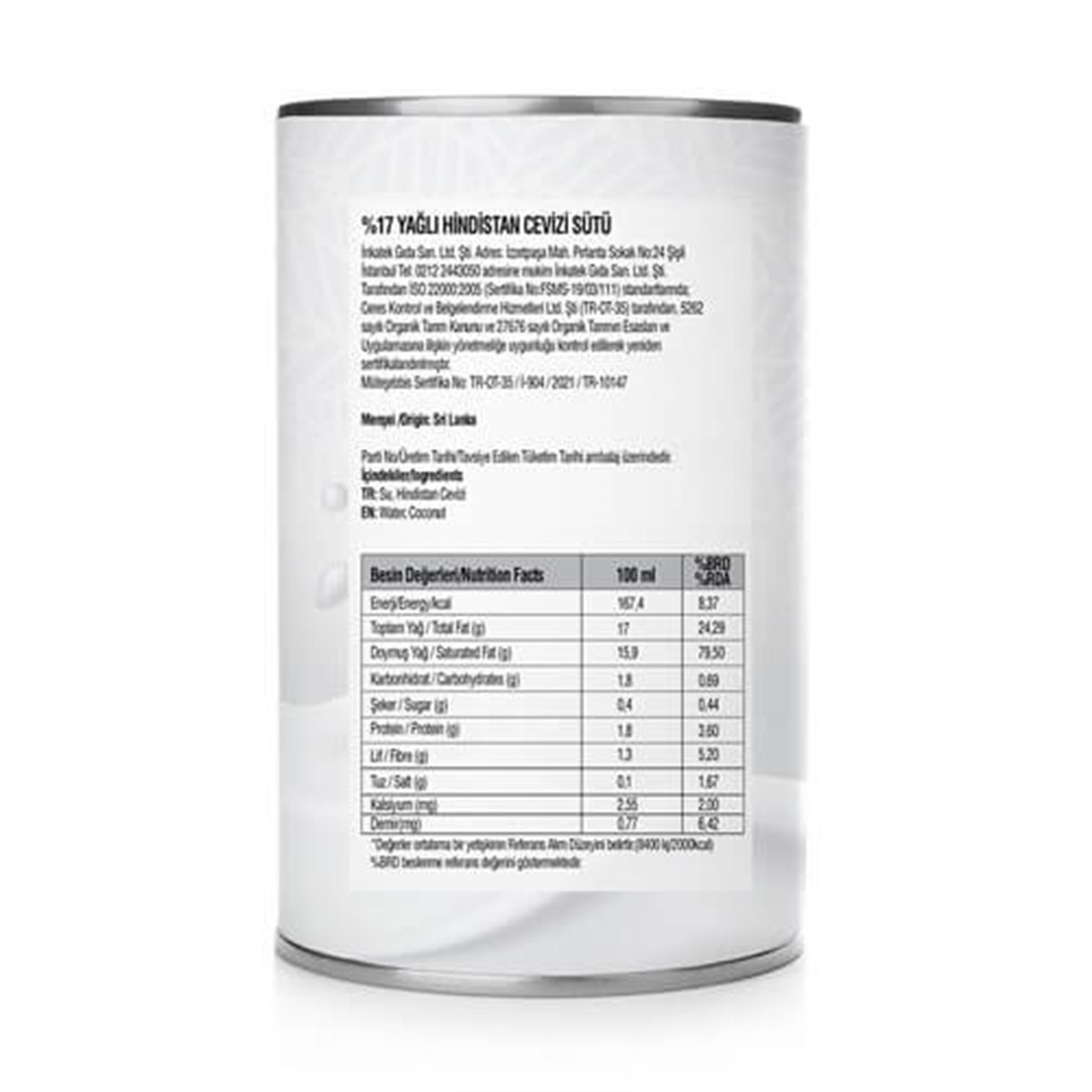 Organik Hindistan Cevizi Sütü 400ml