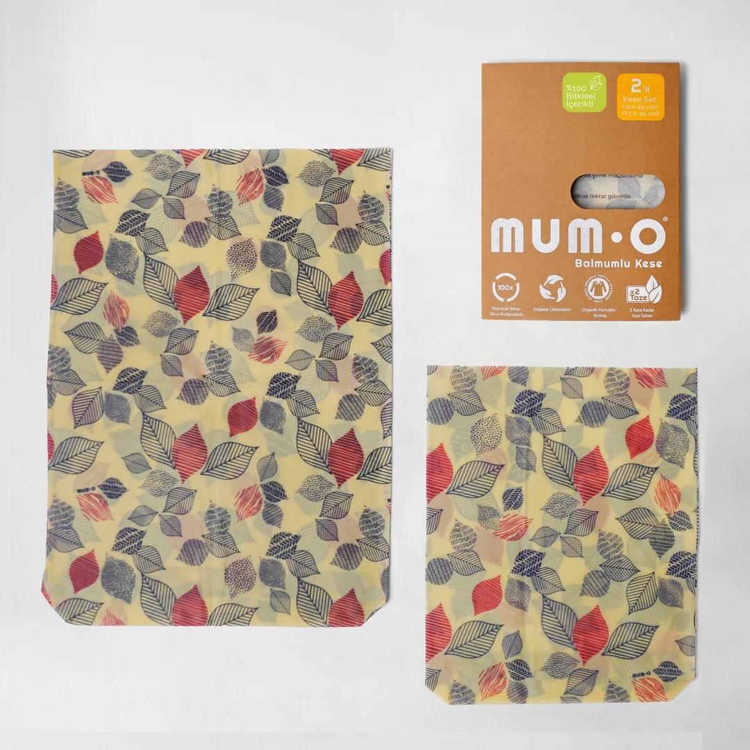 Mumo Vegan 2'li Kese Set - Yaprak Desen