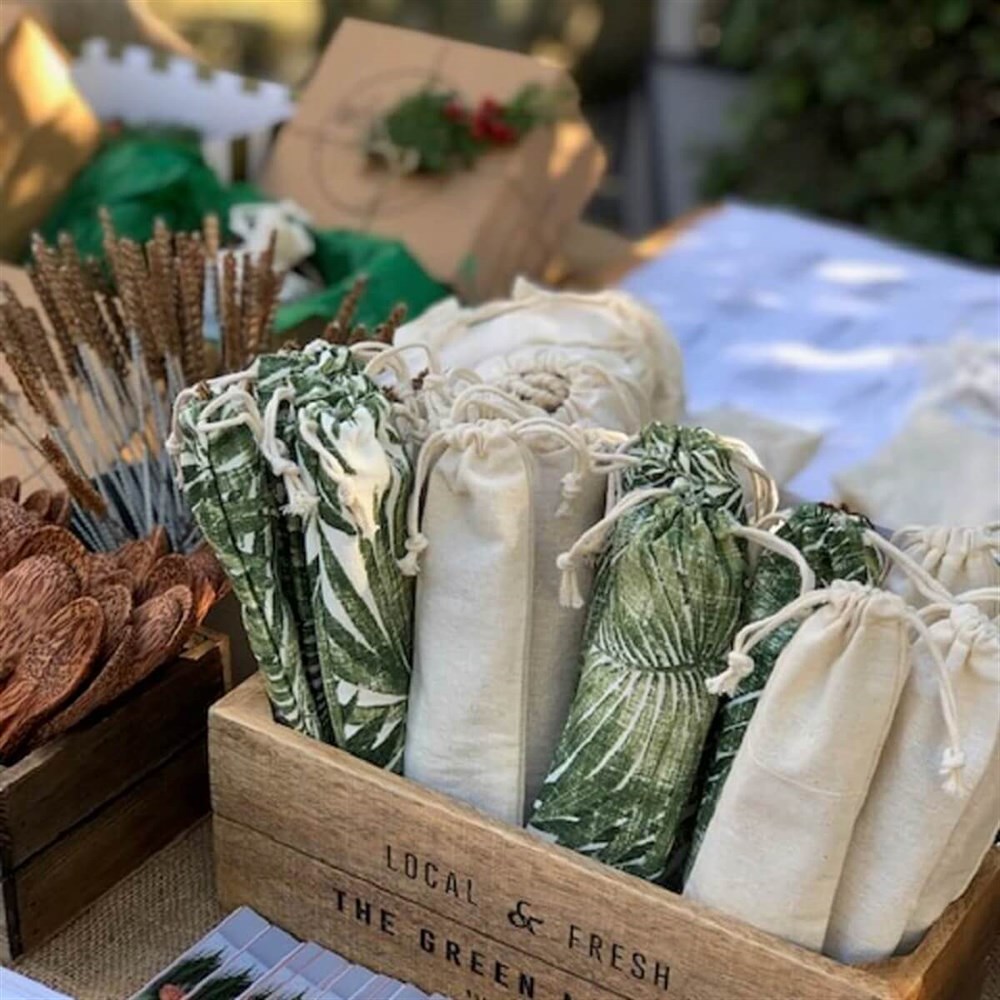 2'li Bambu Pipet Seti Desenli Keseli