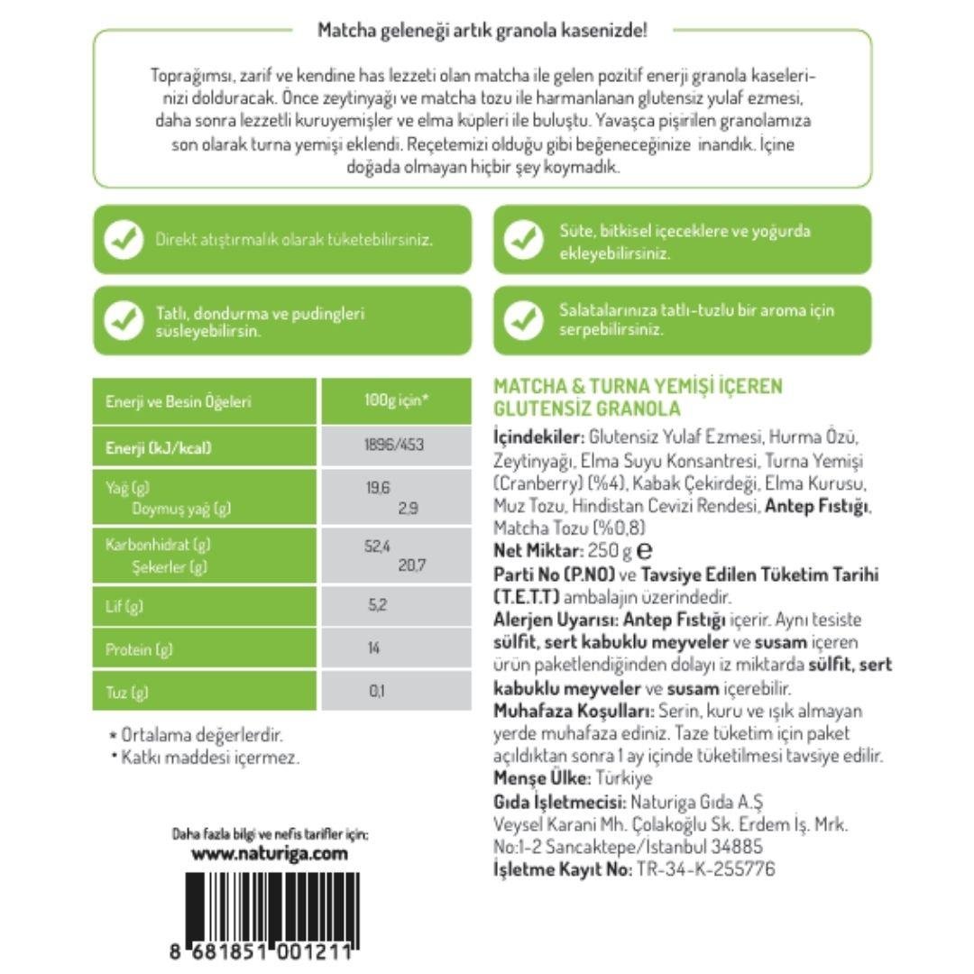 Glutensiz Matcha ve Goji Granola 250gr