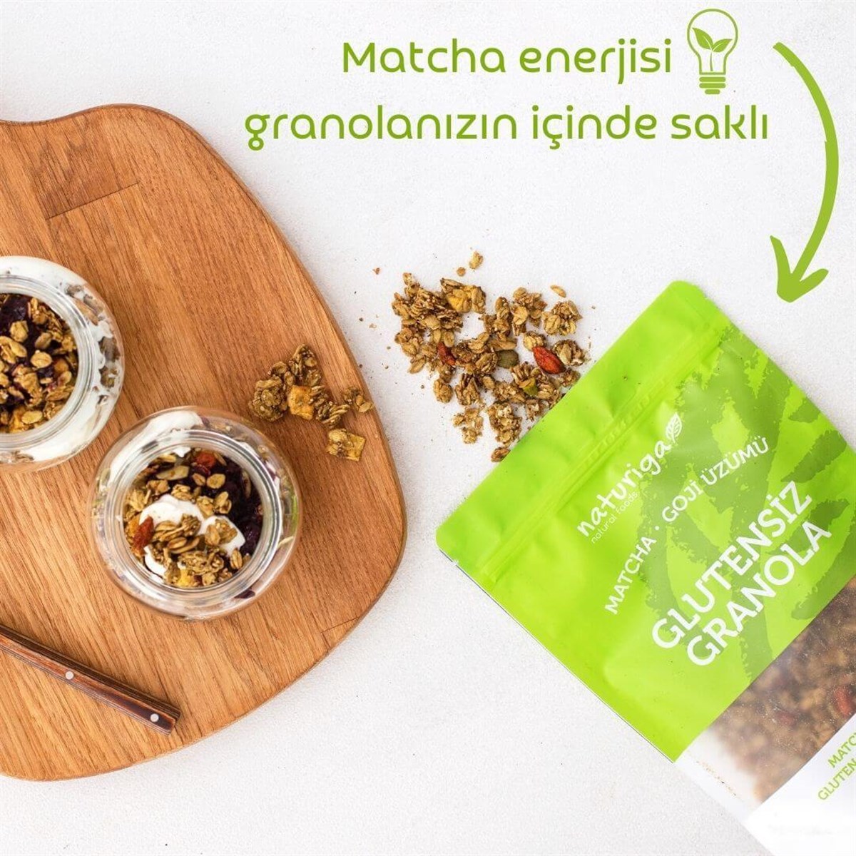 Glutensiz Matcha ve Goji Granola 250gr