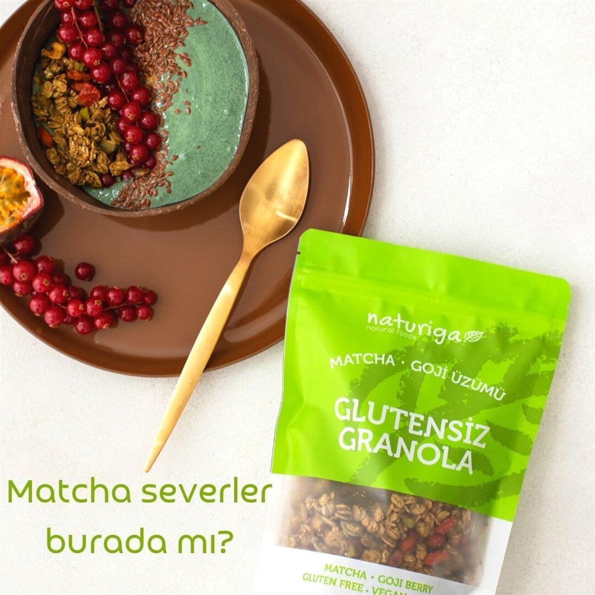 Glutensiz Matcha ve Goji Granola 250gr