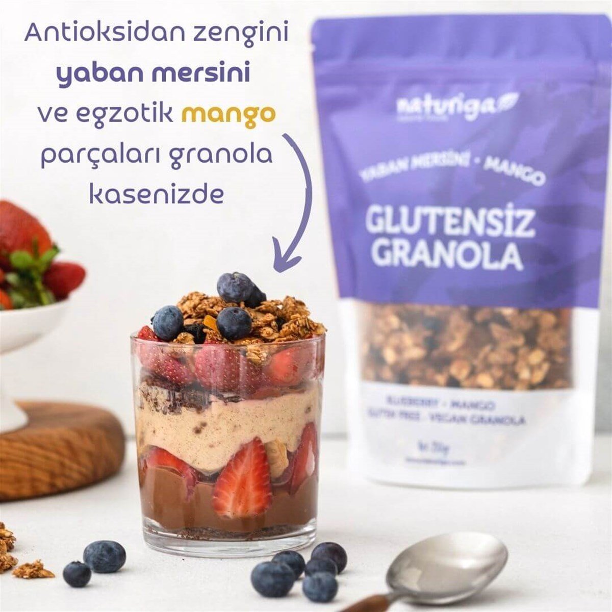 Glutensiz Yaban Mersini Mango Granola 250gr