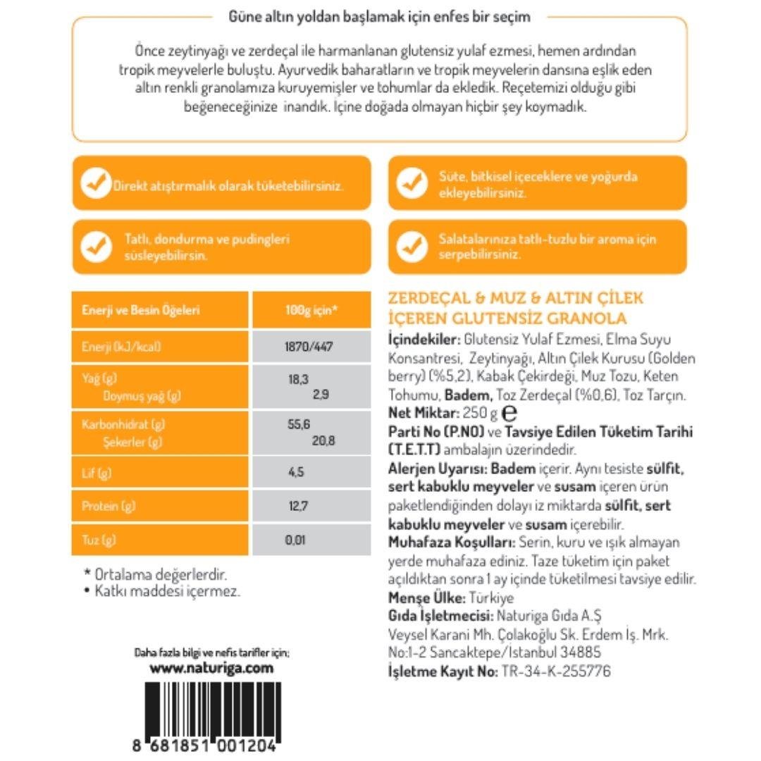 Glutensiz Zerdeçal Altın Çilek Granola 250gr