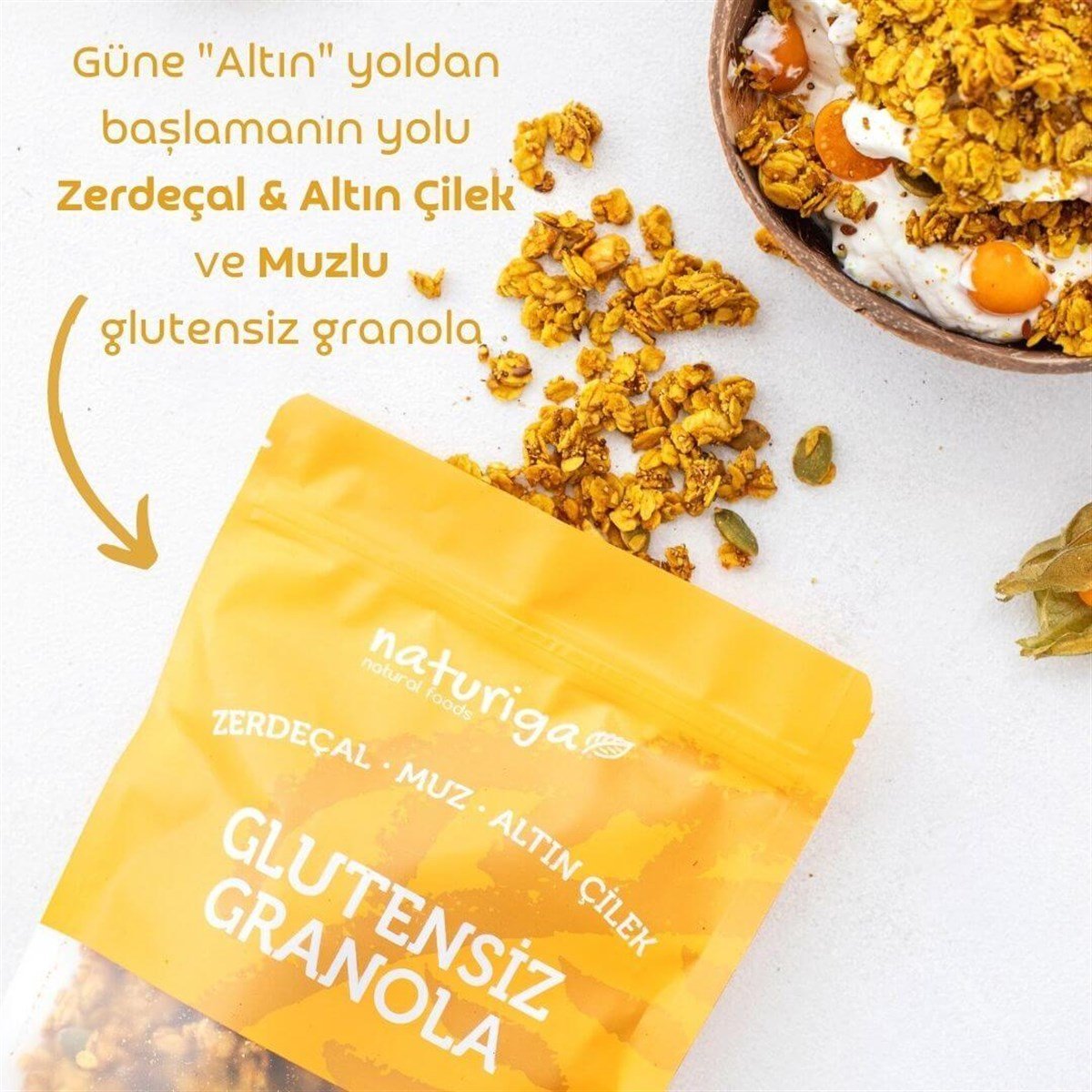 Glutensiz Zerdeçal Altın Çilek Granola 250gr