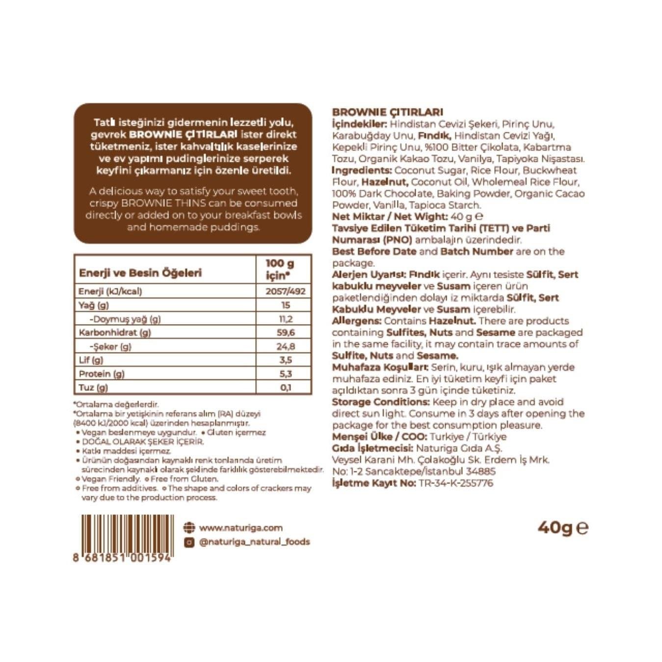 Naturiga Brownie Çıtırları 40gr