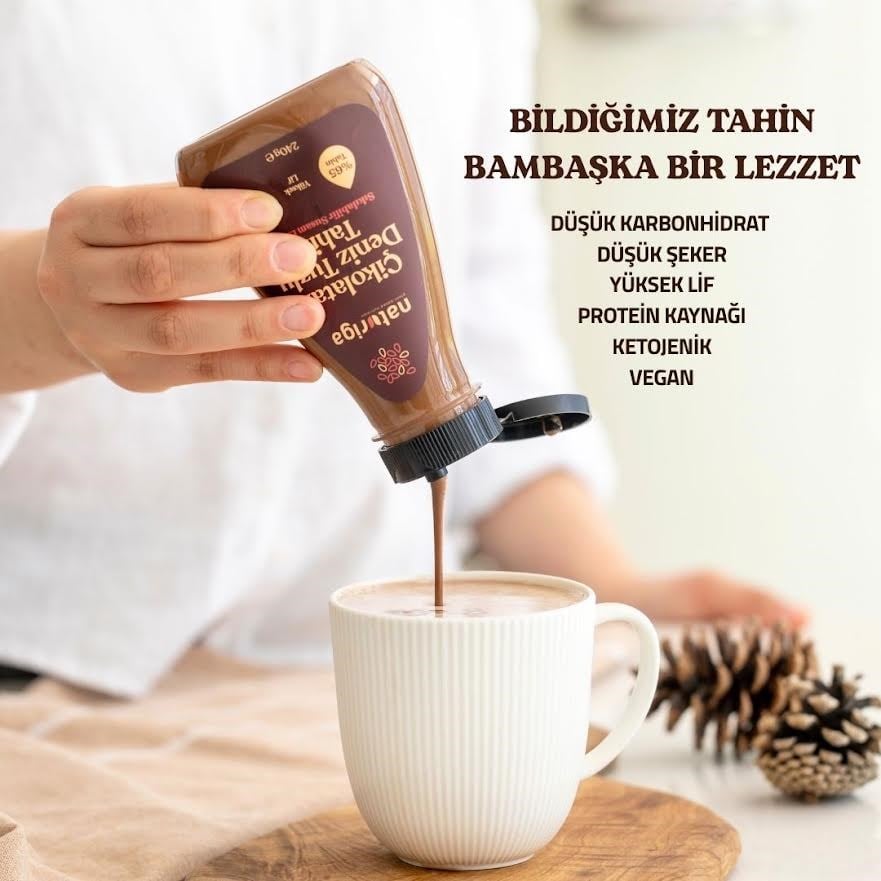 Naturiga Çikolatalı Deniz Tuzlu Tahin Kreması 240gr - Sıkılabilir Susam Ezmesi