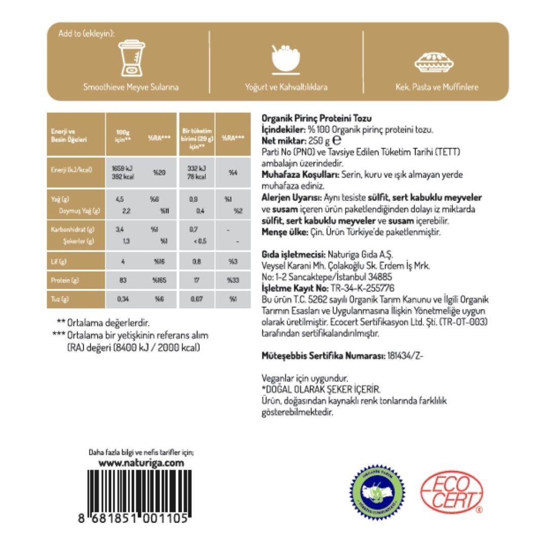 Naturiga Organik Pirinç Proteini Tozu 250gr