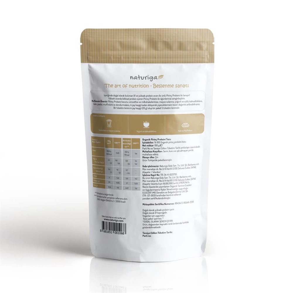 Naturiga Organik Pirinç Proteini Tozu 250gr