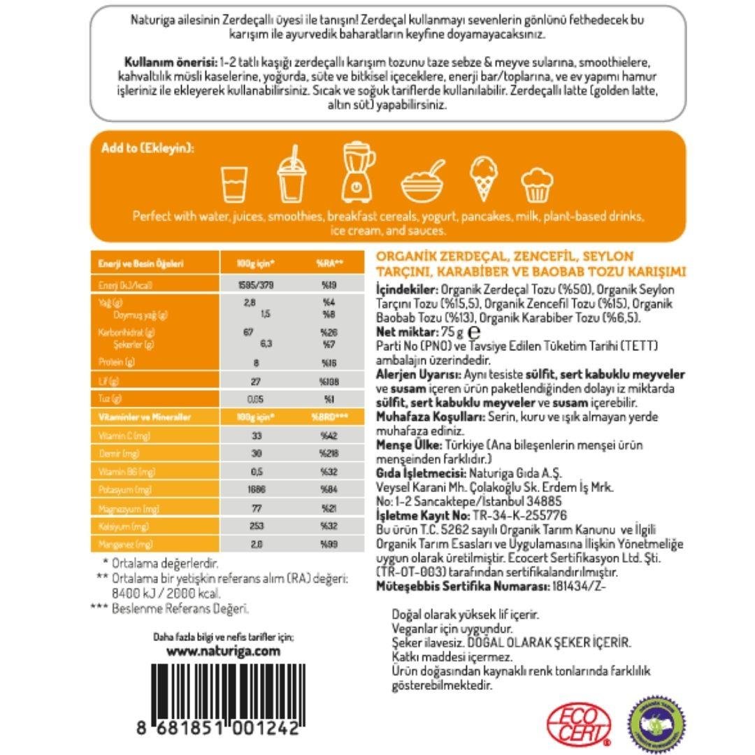 Naturiga Organik Zerdeçal Karışımı 75gr