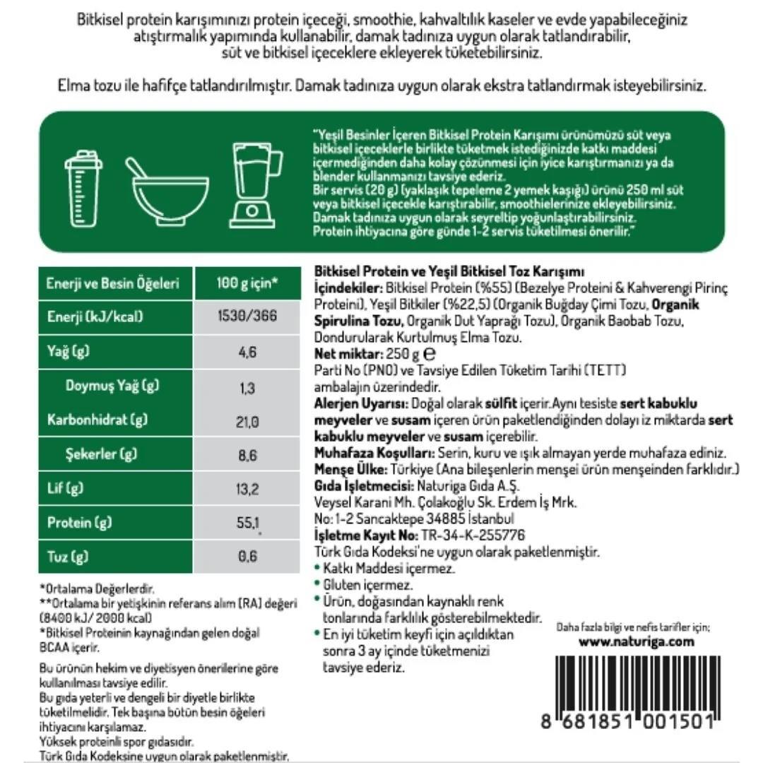 Naturiga Yeşil Protein Karışımı - Green Protein 250gr