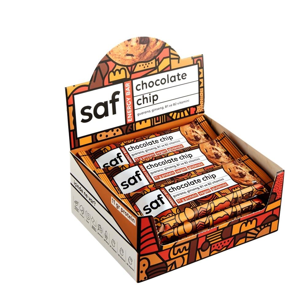 Saf Chocolate Chip Energy Bar 50gr X 12 Adet