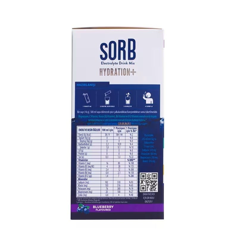 Sorb Electrolyte Drink Mix 16gr x 10 Adet - Yaban Mersini