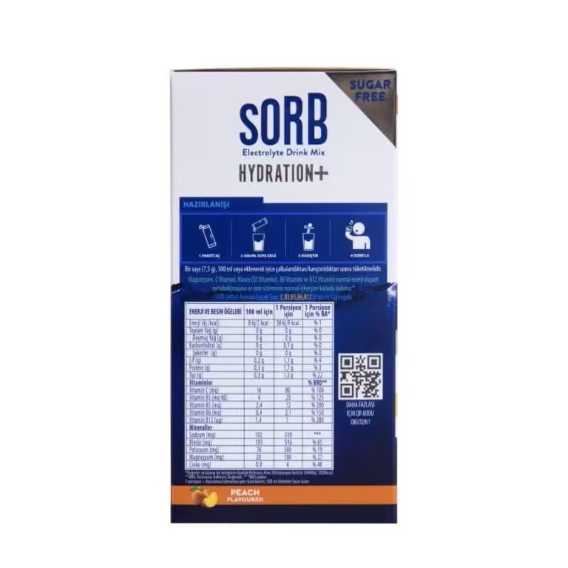 Sorb Electrolyte Drink Mix 16gr x 10 Adet Şekersiz - Şeftali