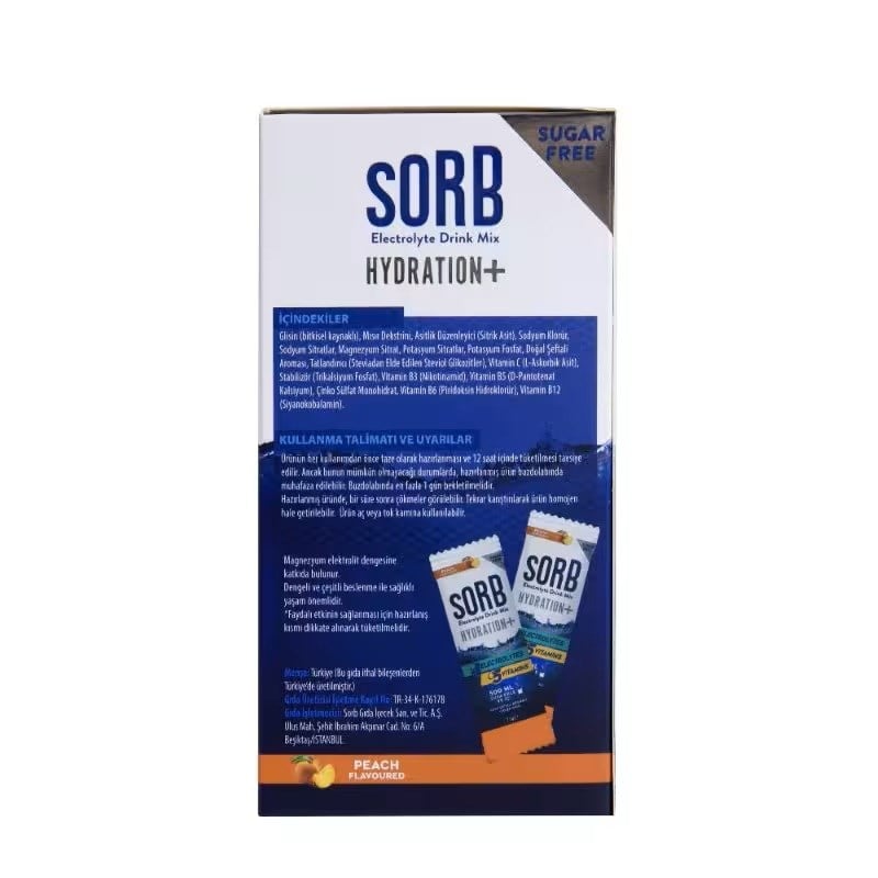 Sorb Electrolyte Drink Mix 16gr x 10 Adet Şekersiz - Şeftali