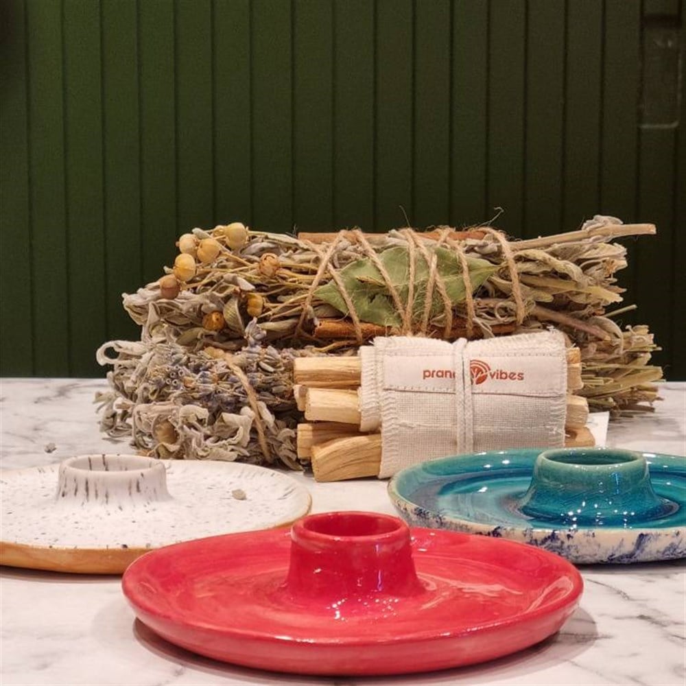Seramik Palo Santo Tütsülük - Tabak Kırmızı