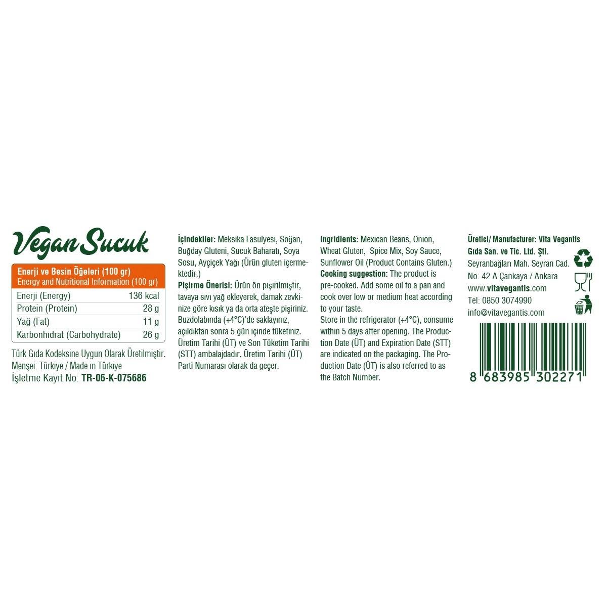 Vitavegantis Vegan Sucuk 150gr