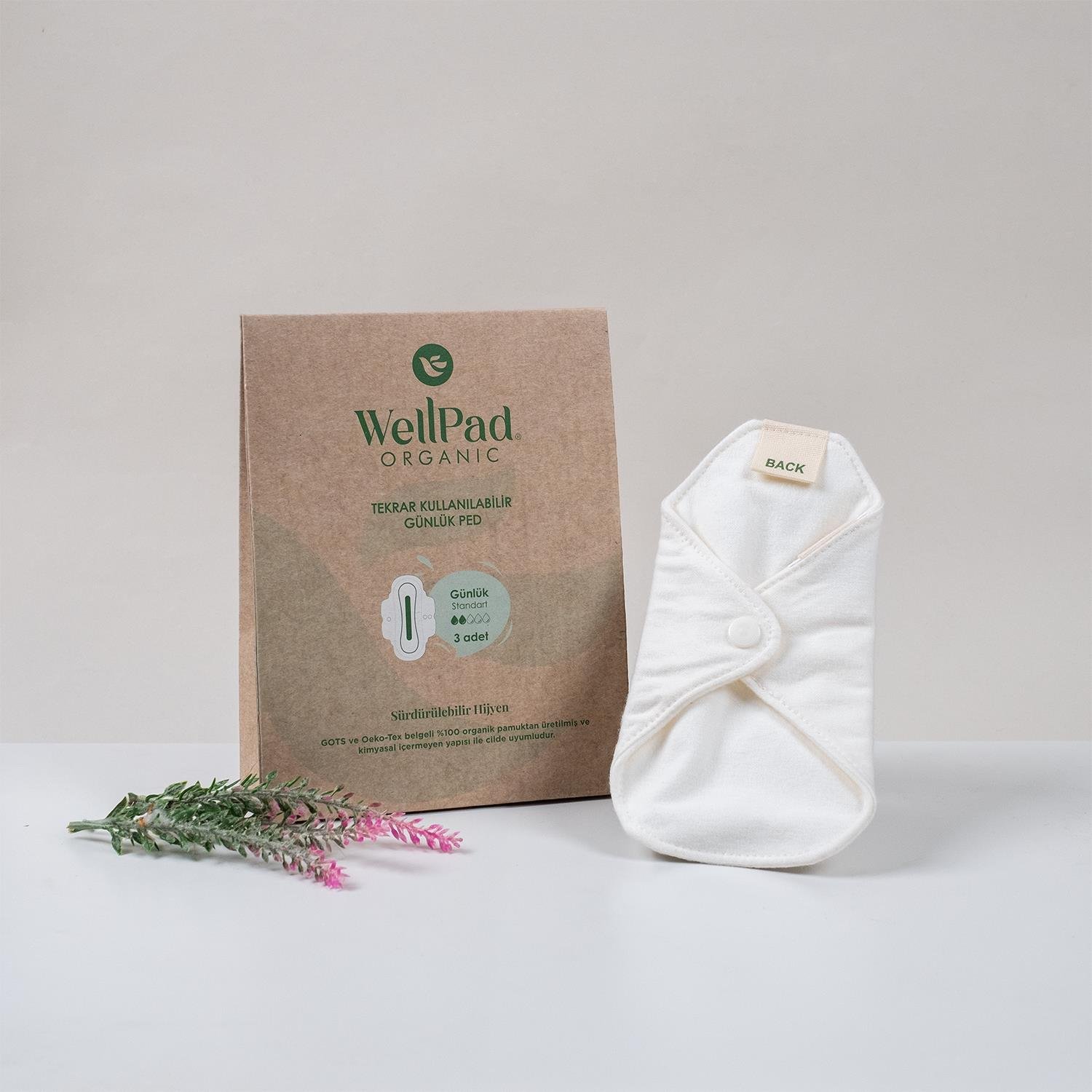 WellPad Organic Tekrar Kullanılabilir Hijyen ve İdrar Kaçırma Pedi - Günlük 3'lü