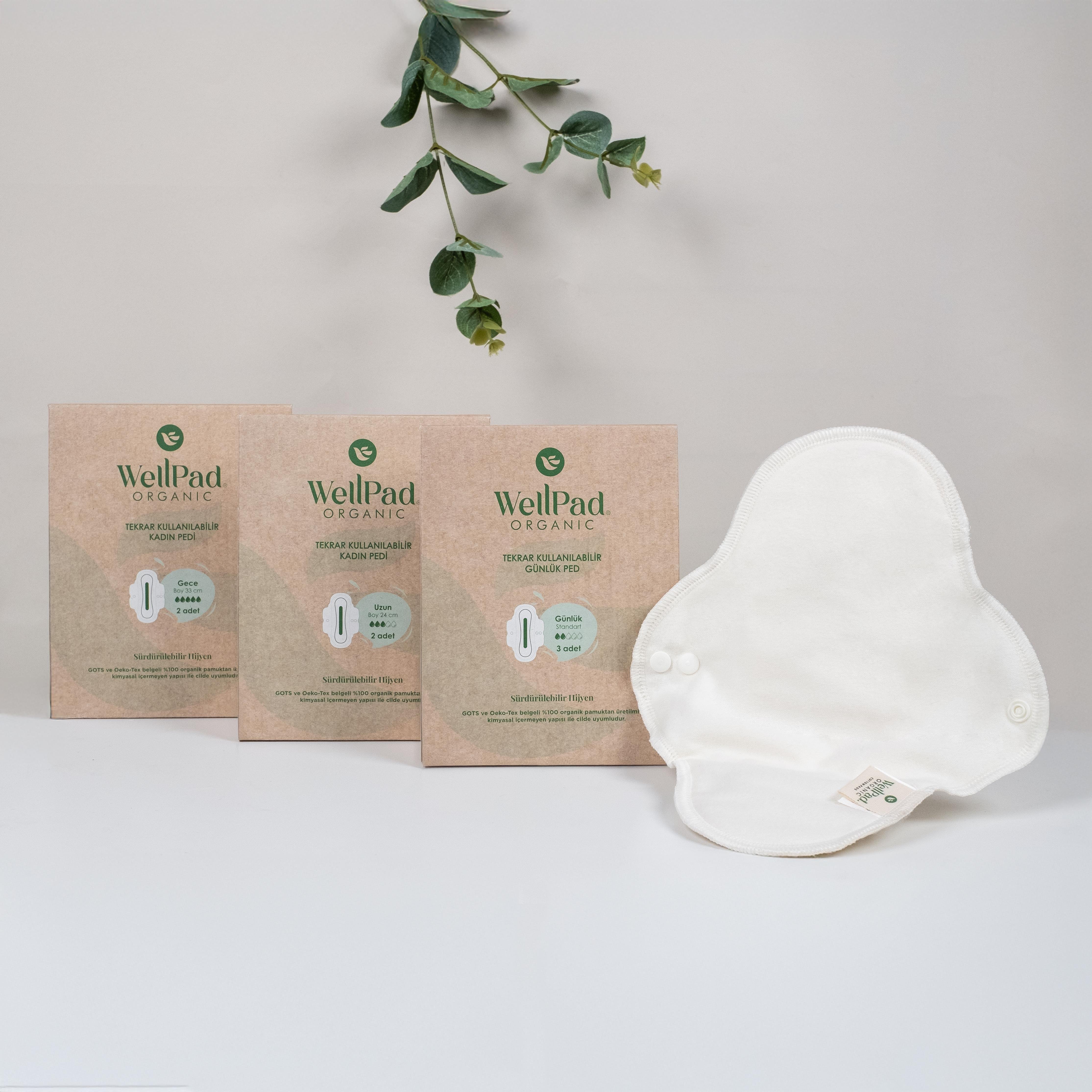 WellPad Organic Tekrar Kullanılabilir Hijyen ve İdrar Kaçırma Pedi - Normal 2'li