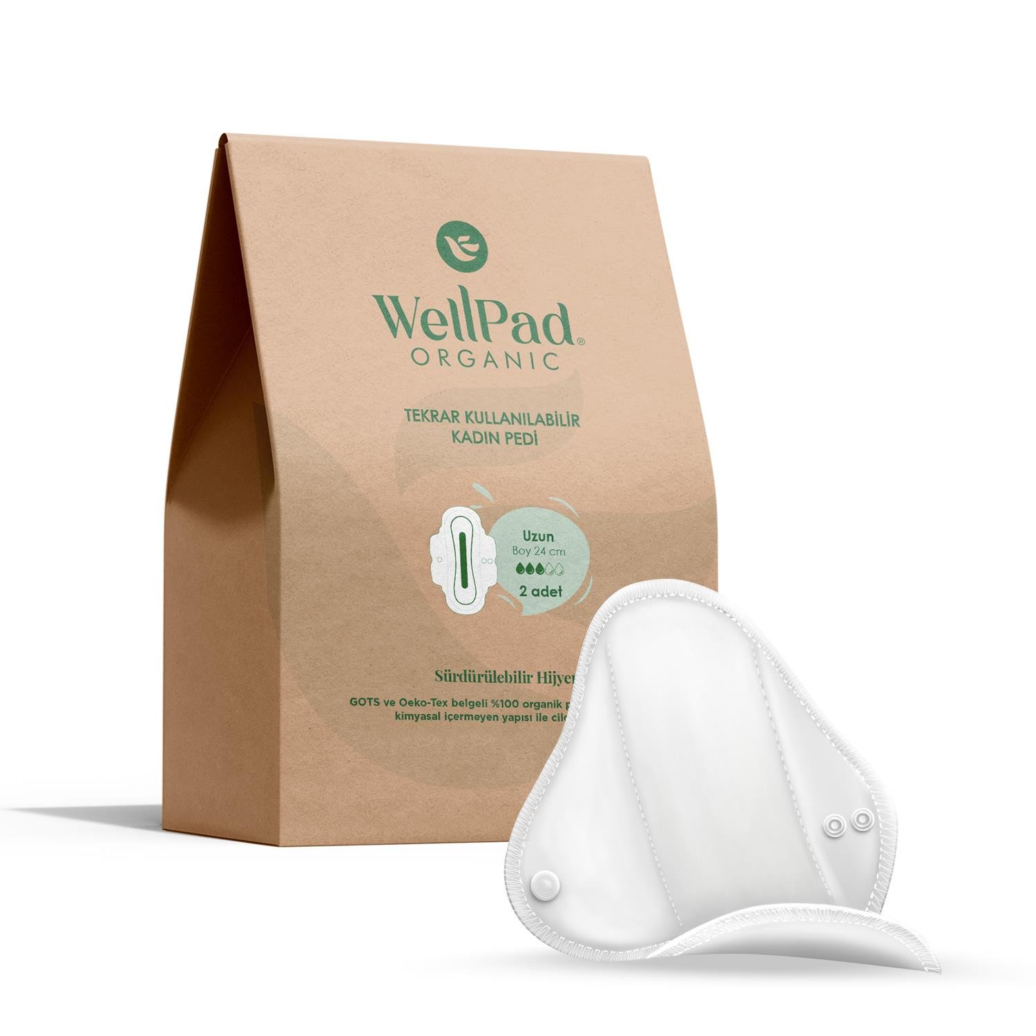 WellPad Organic Tekrar Kullanılabilir Hijyen ve İdrar Kaçırma Pedi - Normal 2'li