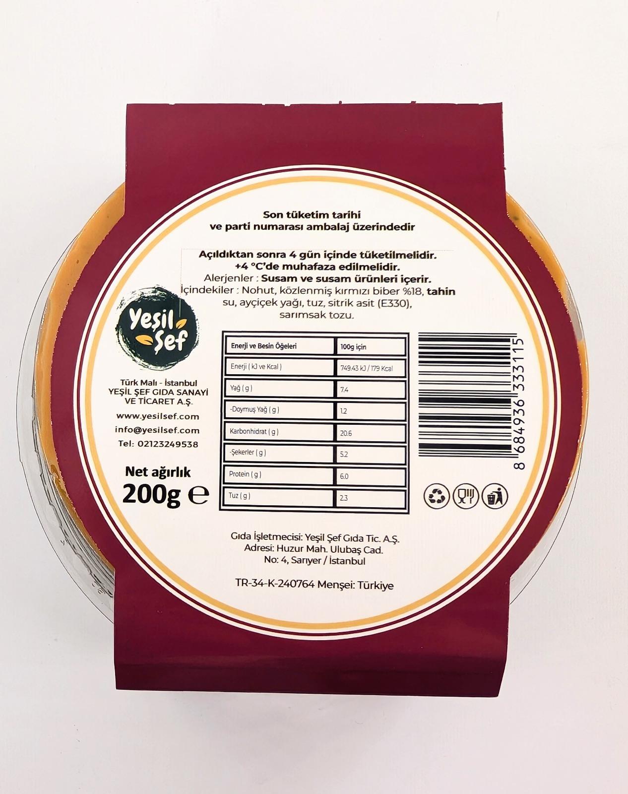 Yeşil Şef Köz Biberli Humus 200gr