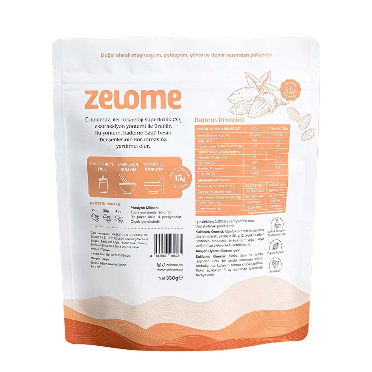 Zelome Badem Proteini Tozu 300gr