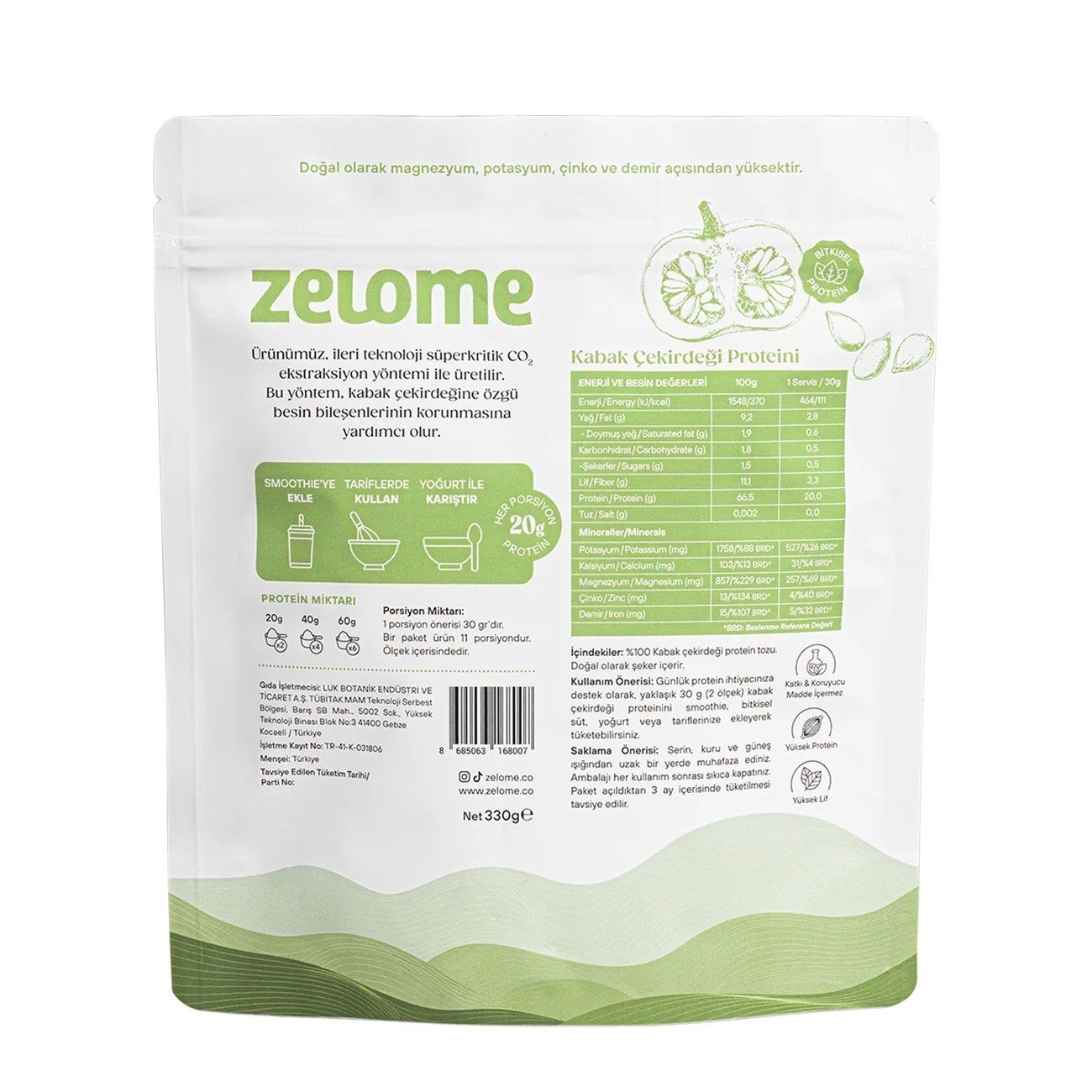 Zelome Kabak Çekirdeği Proteini Tozu 330gr