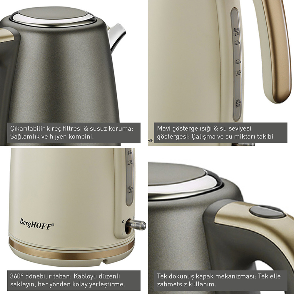 Berghoff Gem Pearl Kettle 1,7 L Krem GoldBerghoff