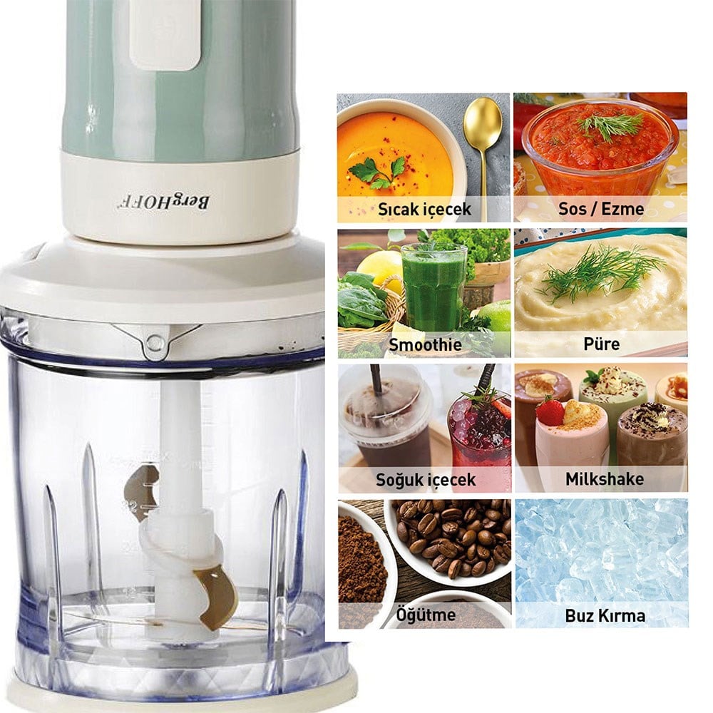 Berghoff Gem Retro Blender ve Doğrayıcı Mint YeşilBerghoff