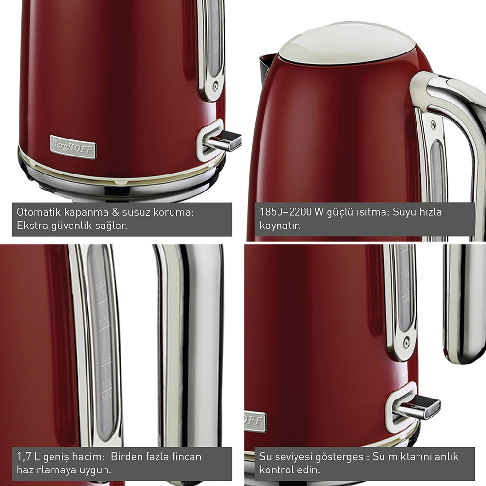 Berghoff Gem Retro Kettle 1,7 L KırmızıBerghoff