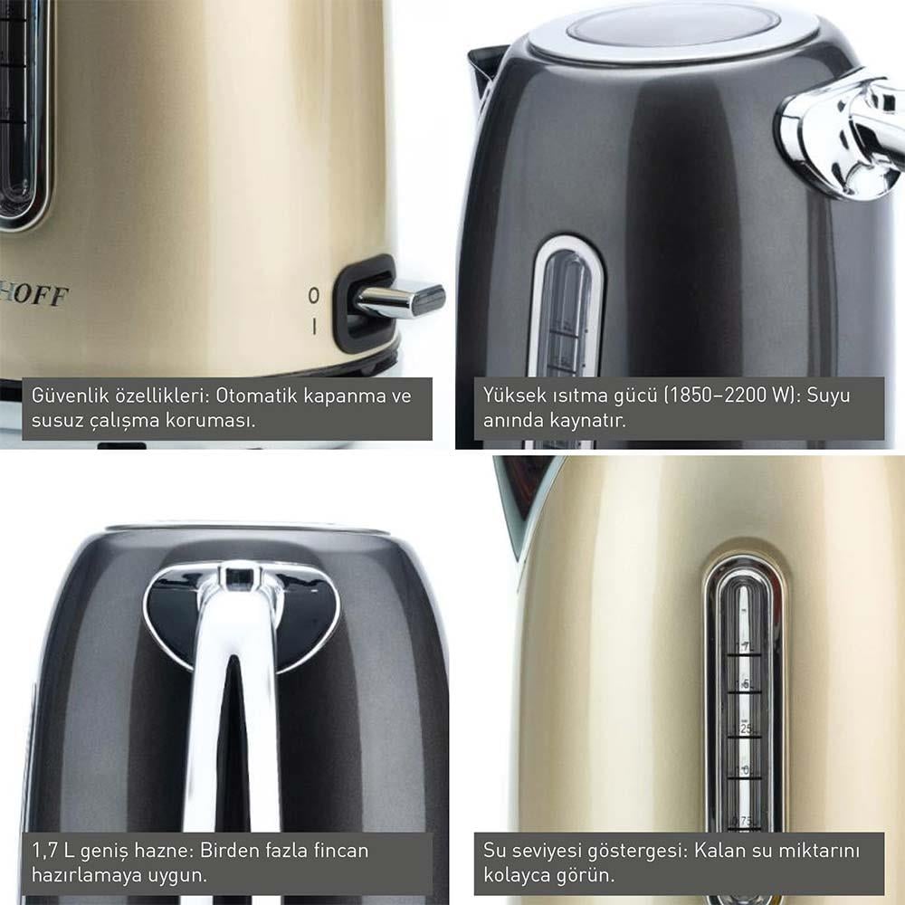 Berghoff Gem Retro Kettle Yan Göstergeli 1,7 L Vanilya KremBerghoff