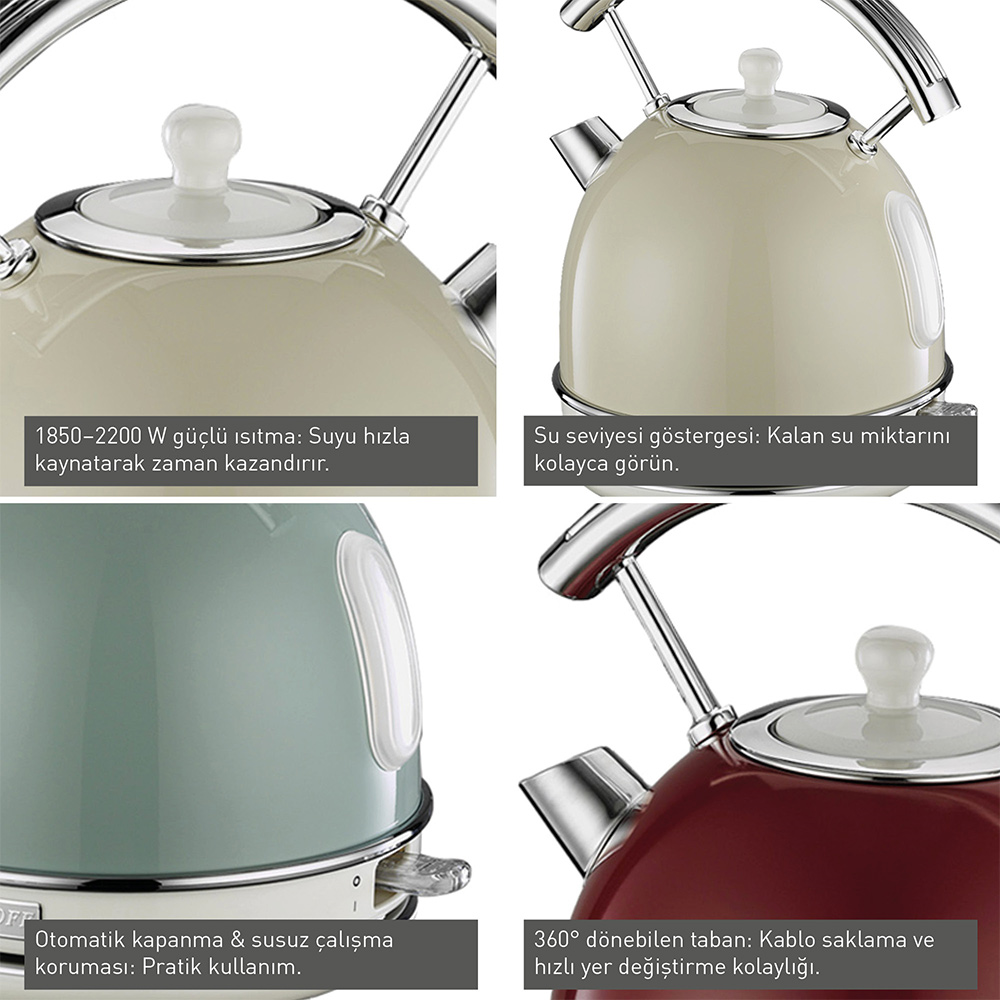 Berghoff Gem Retro Kettle Yuvarlak 1,7 L KırmızıBerghoff