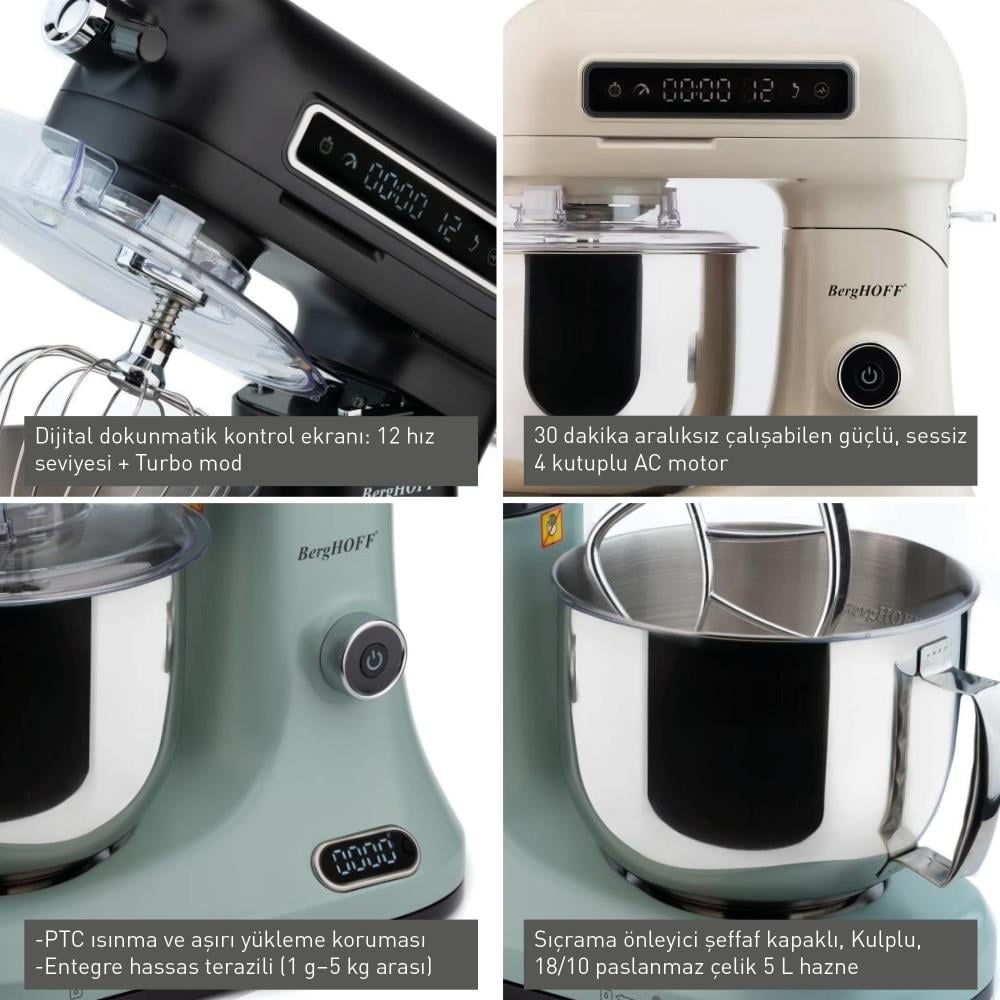 Berghoff Gem Retro Stand Mikser 5 L Mint YeşiliBerghoff
