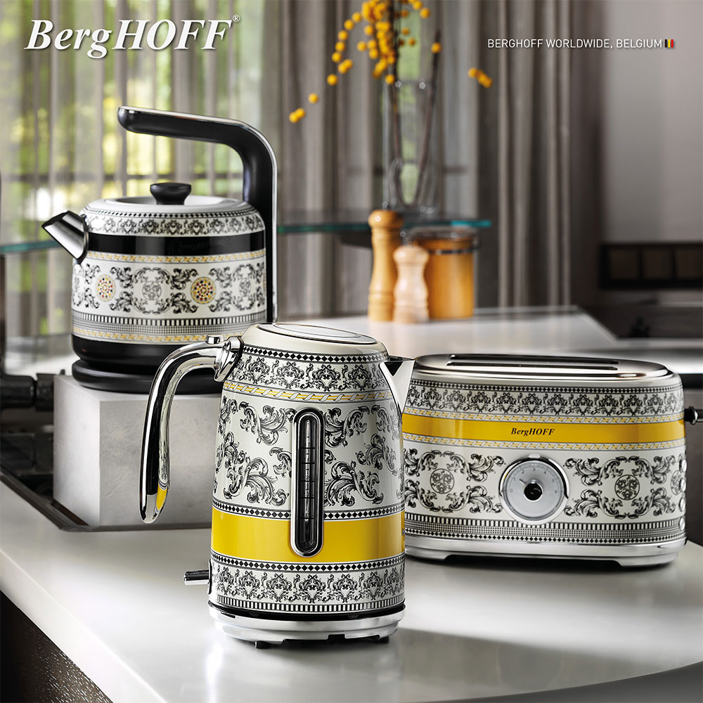 Berghoff Gem Royal Kettle 1,7 L Siyah Sarı DesenliBerghoff