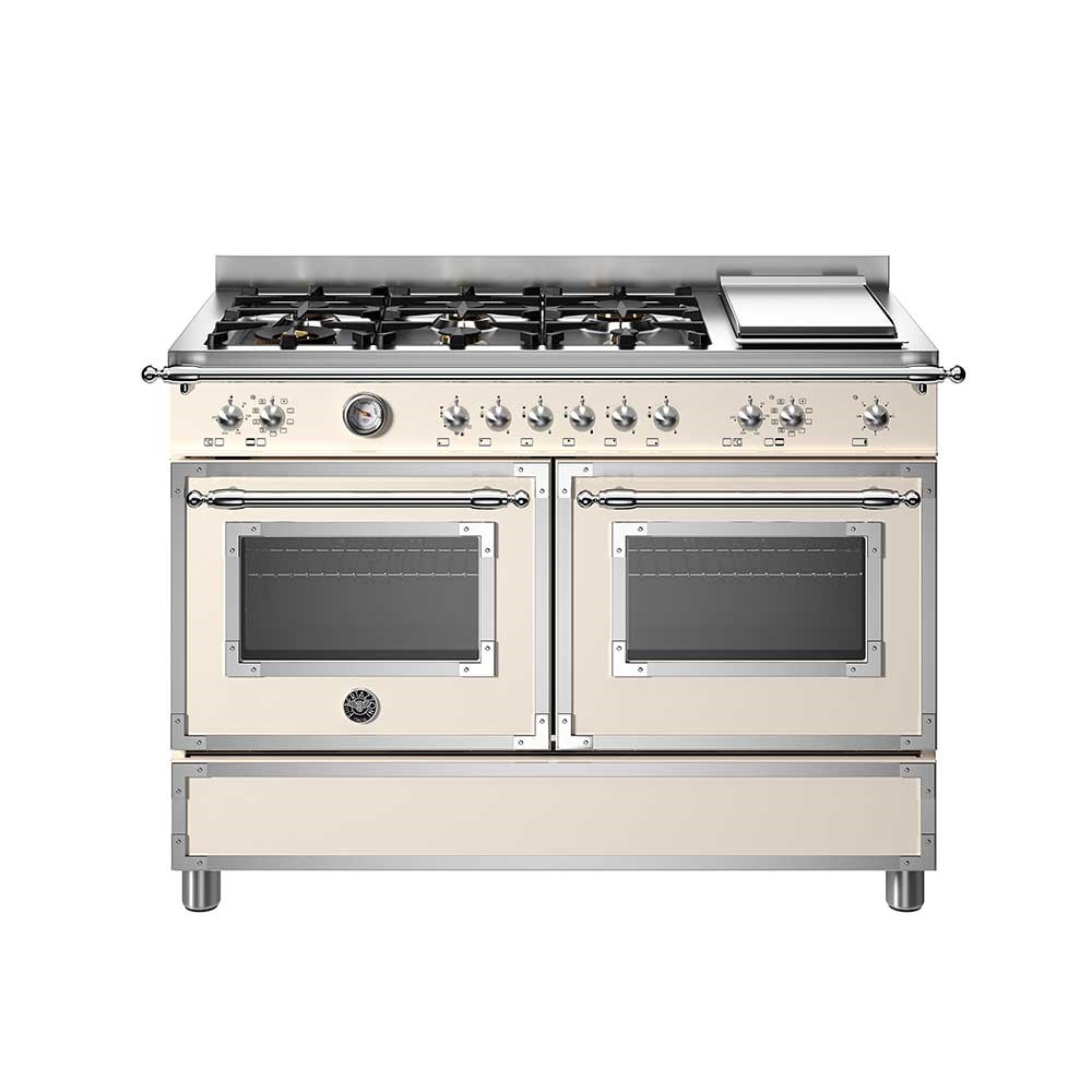 Bertazzoni HER126G2EAVT Gazlı Kuzine 6 Gözlü + Izgara, Çift Fırın 120 cm FildişiBertazzoni