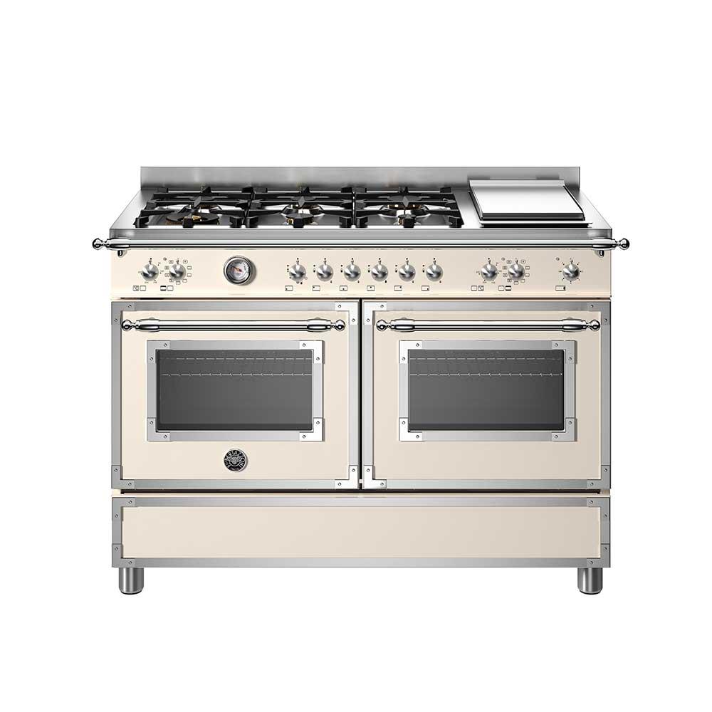 Bertazzoni HER126G2EAVT Gazlı Kuzine 6 Gözlü + Izgara, Çift Fırın 120 cm FildişiBertazzoni