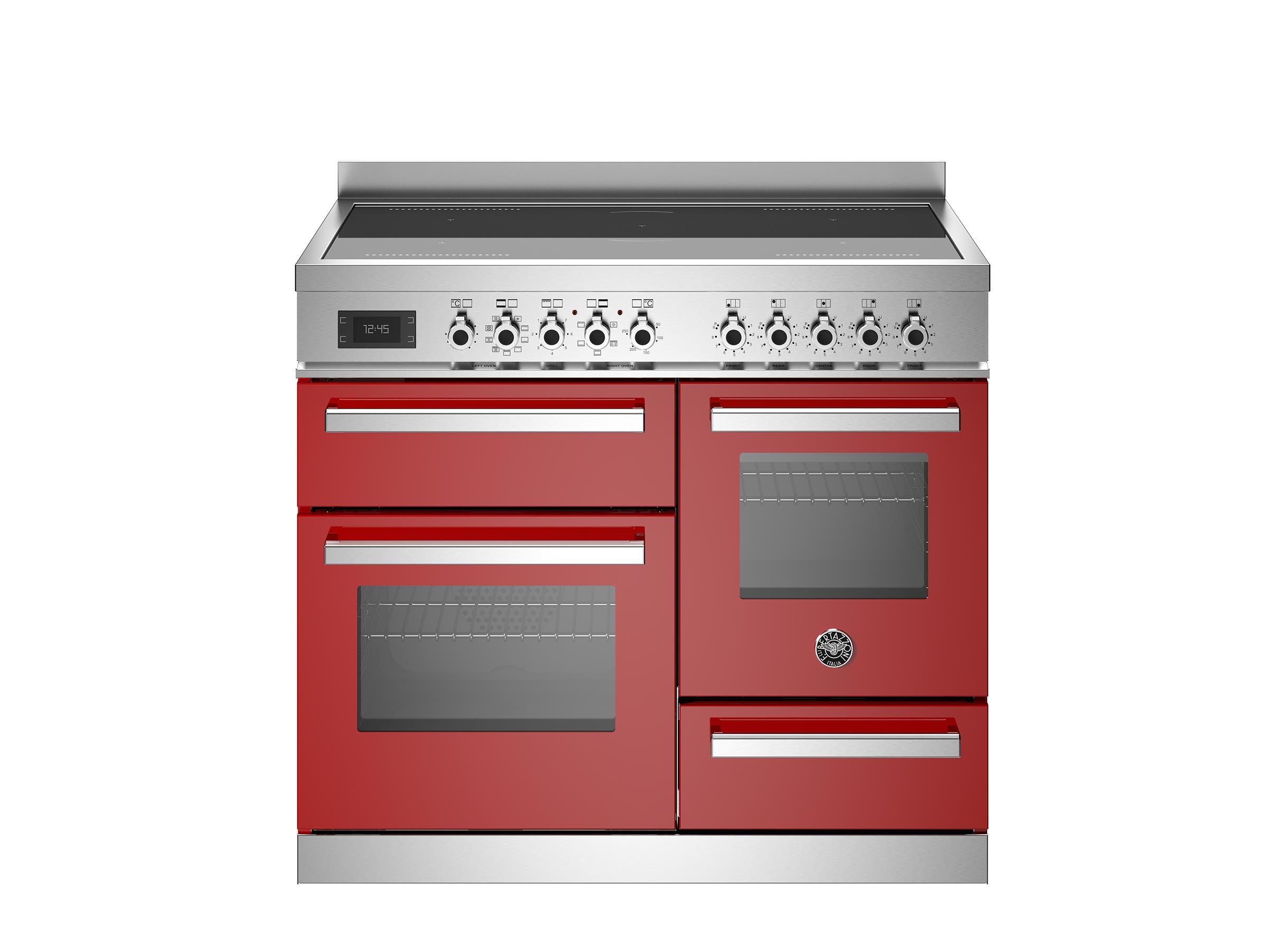 Bertazzoni PRO105I3EROT İndüksiyonlu Kuzine 5 Gözlü, Üçlü Fırın 100 cm KırmızıBertazzoni
